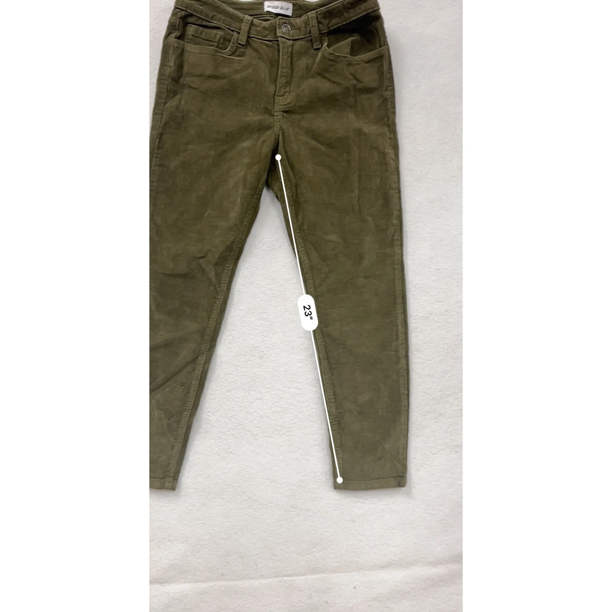 Studio Blue Womens Olive Green Corduroy Pants Size 29 Cotton Blend Stretch Slim Fit #6856