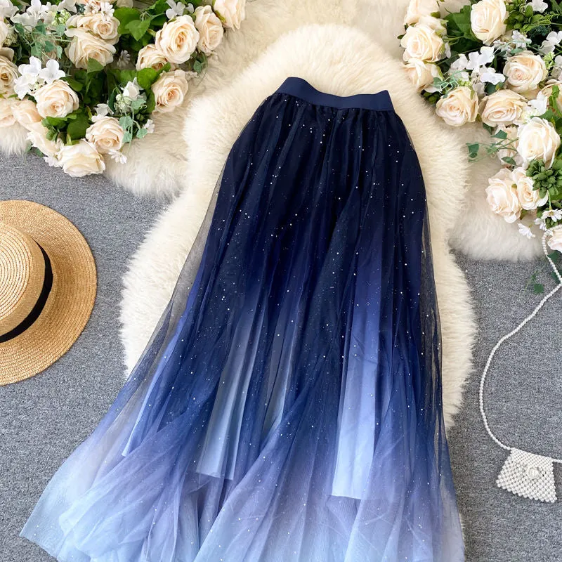 Summer Skirt Star Sequin skirt High Waist long Skirt  Women skirt