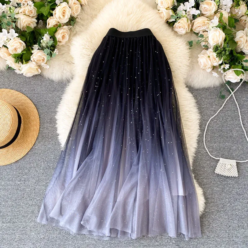 Summer Skirt Star Sequin skirt High Waist long Skirt  Women skirt
