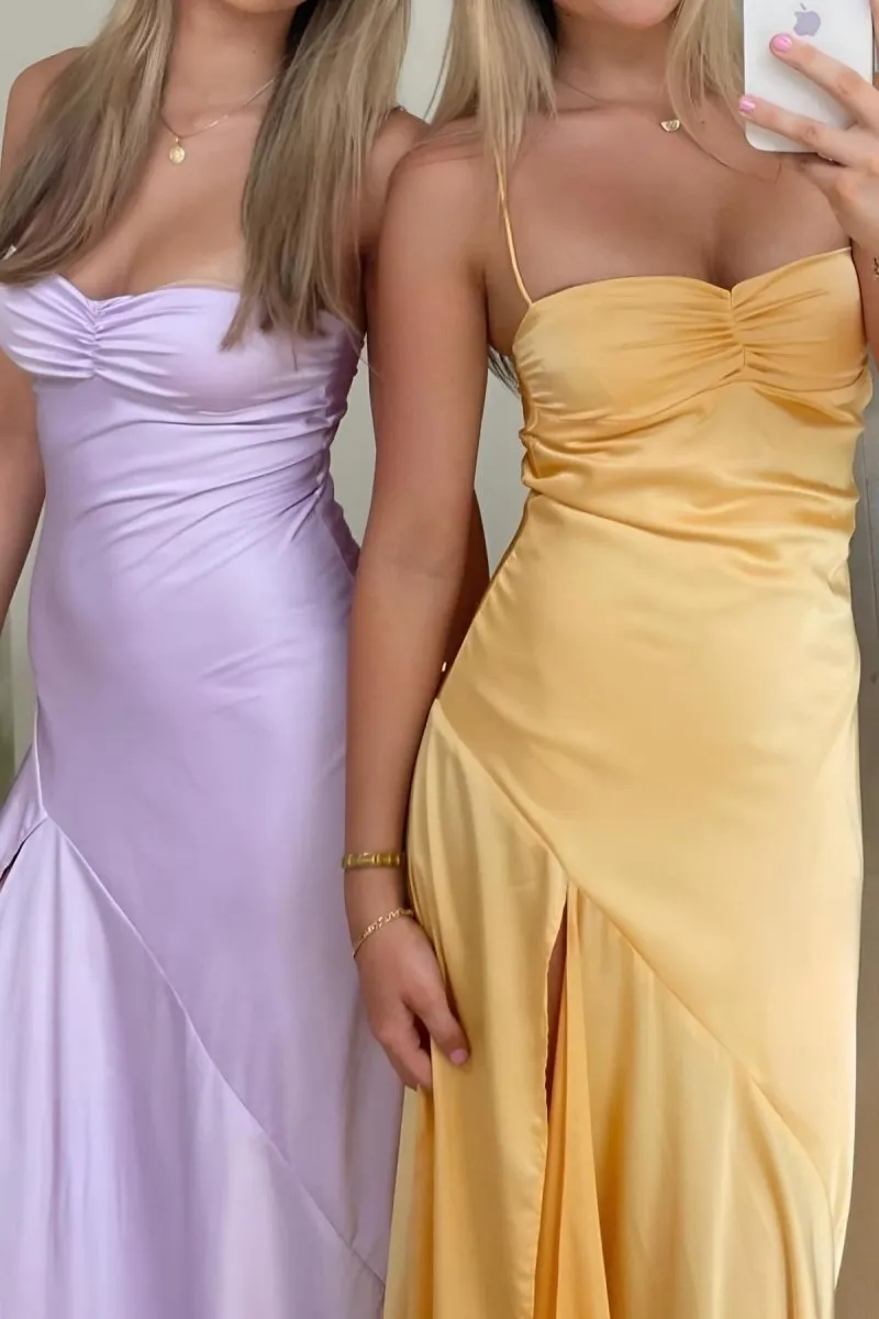 Sweetheart Long Sheath Prom Dresses with Split