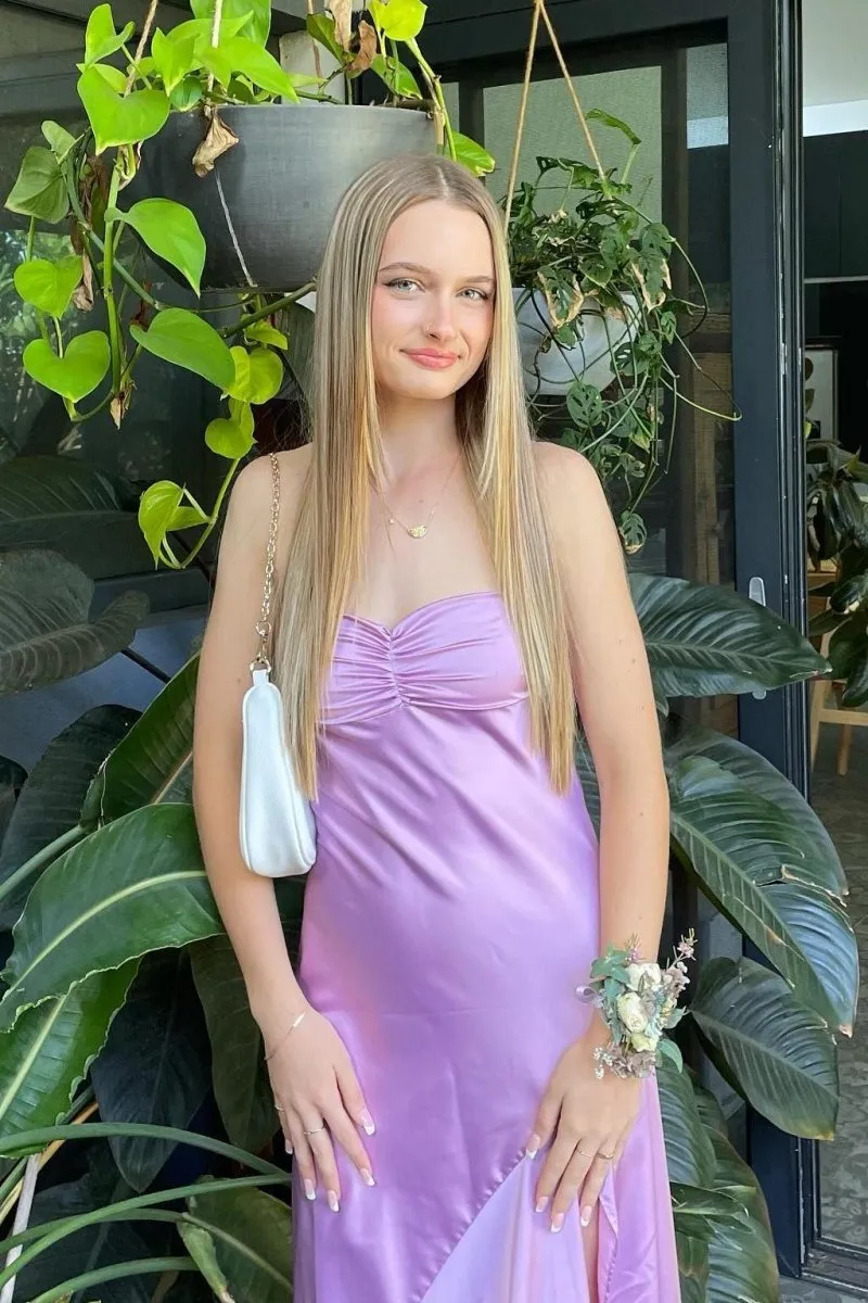 Sweetheart Long Sheath Prom Dresses with Split