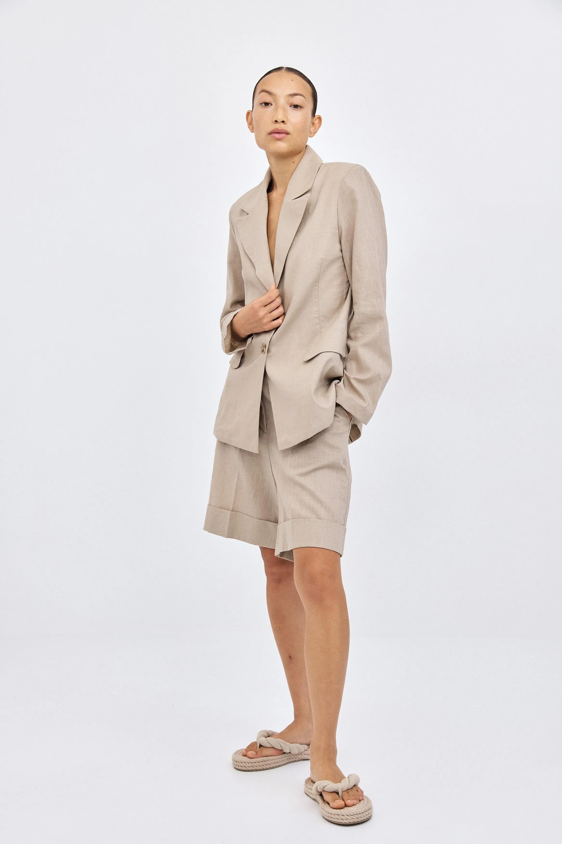Tailored Linen Jacket - Cream