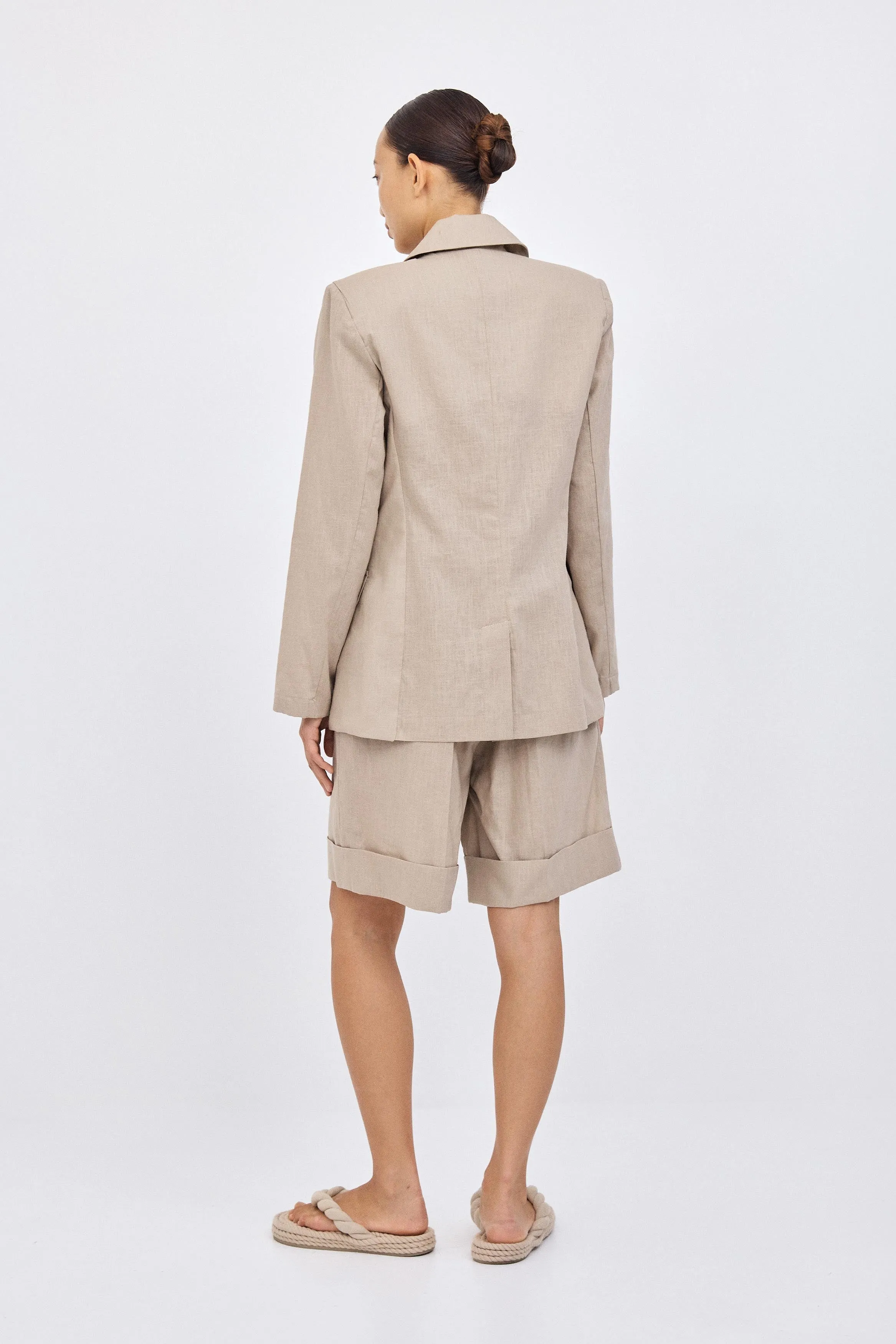 Tailored Linen Jacket - Cream