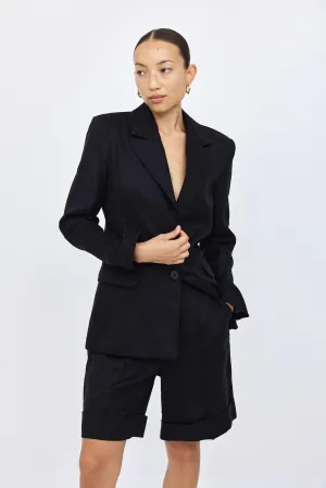 Tailored Linen Jacket - Navy