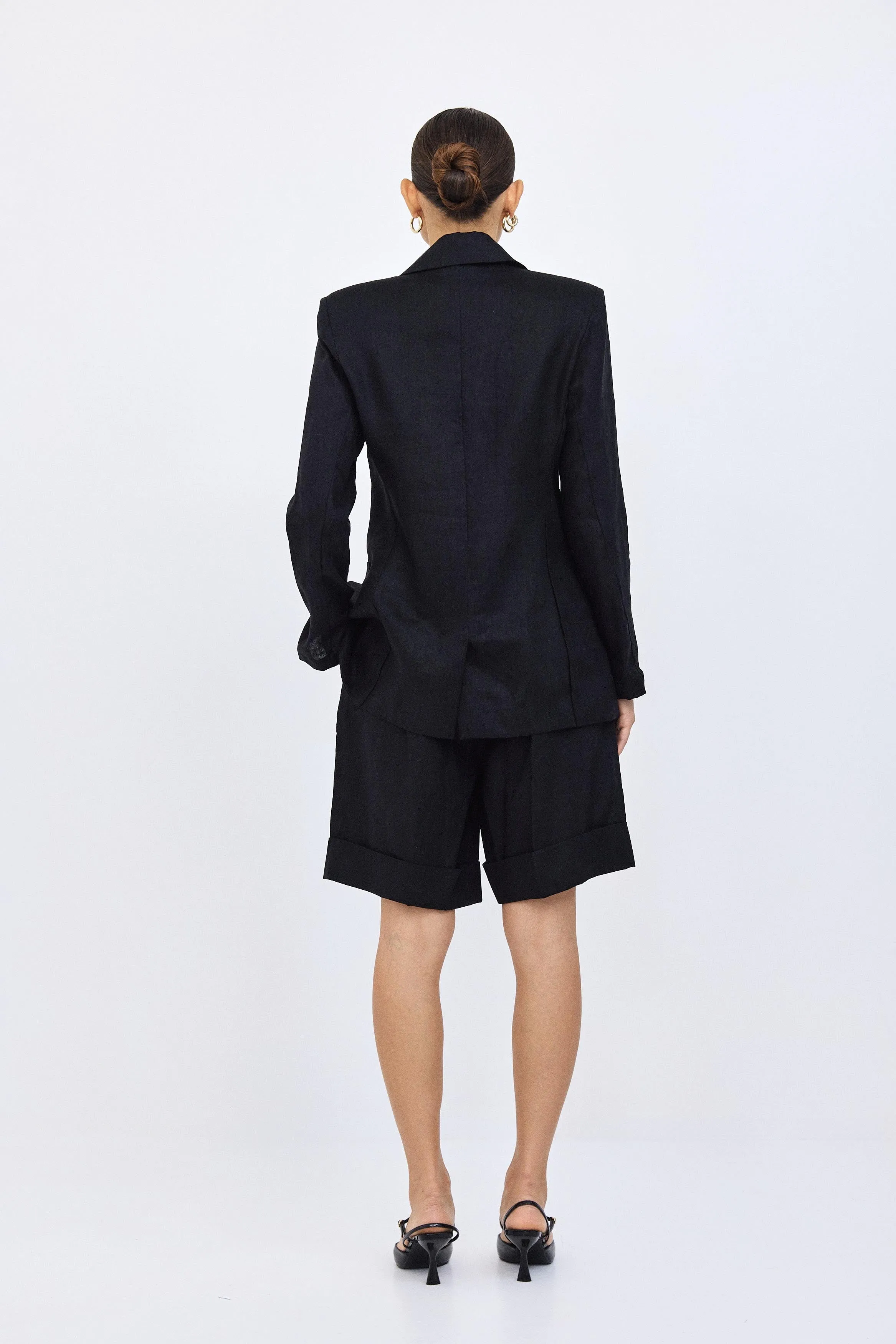 Tailored Linen Jacket - Navy