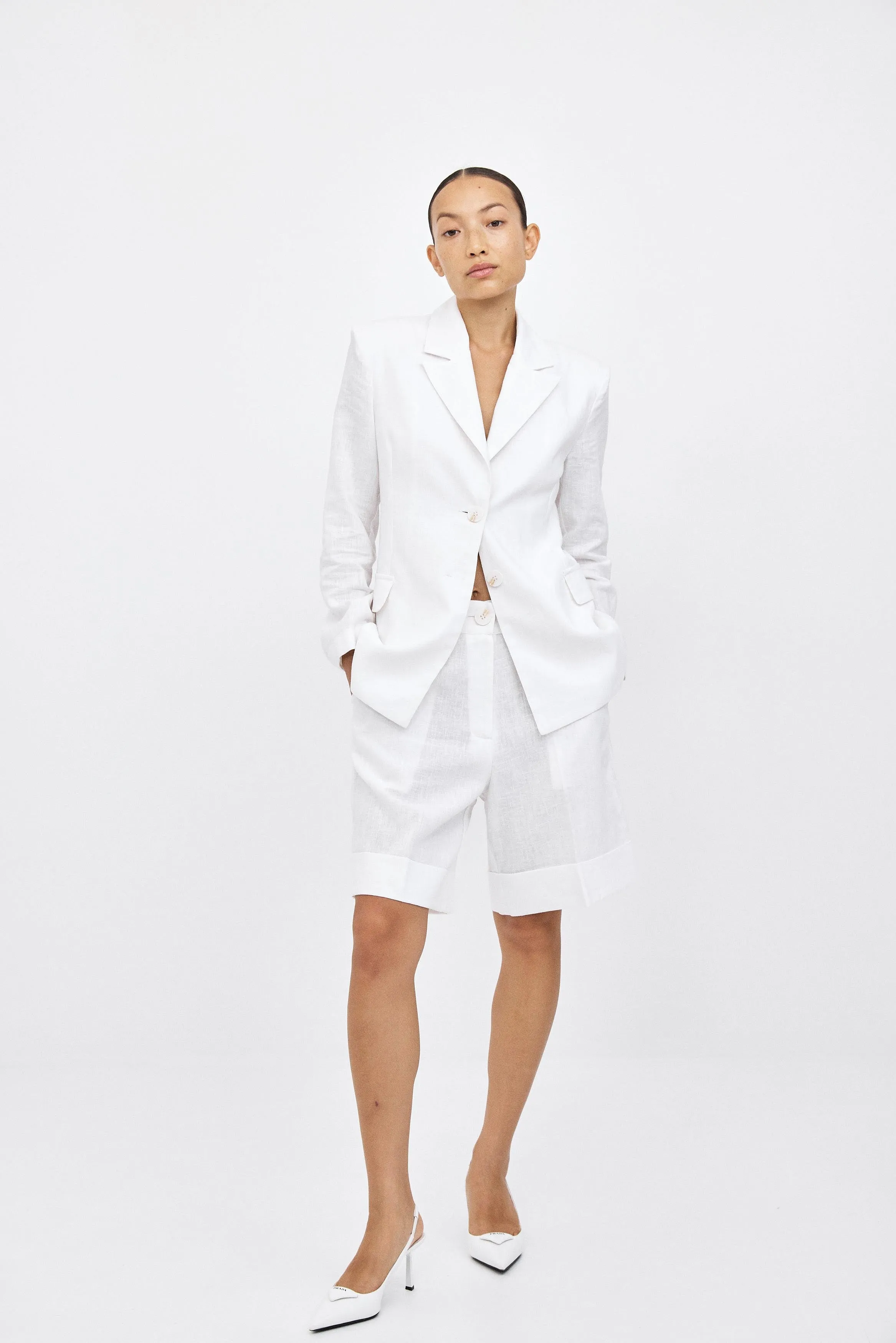 Tailored Linen Jacket - White
