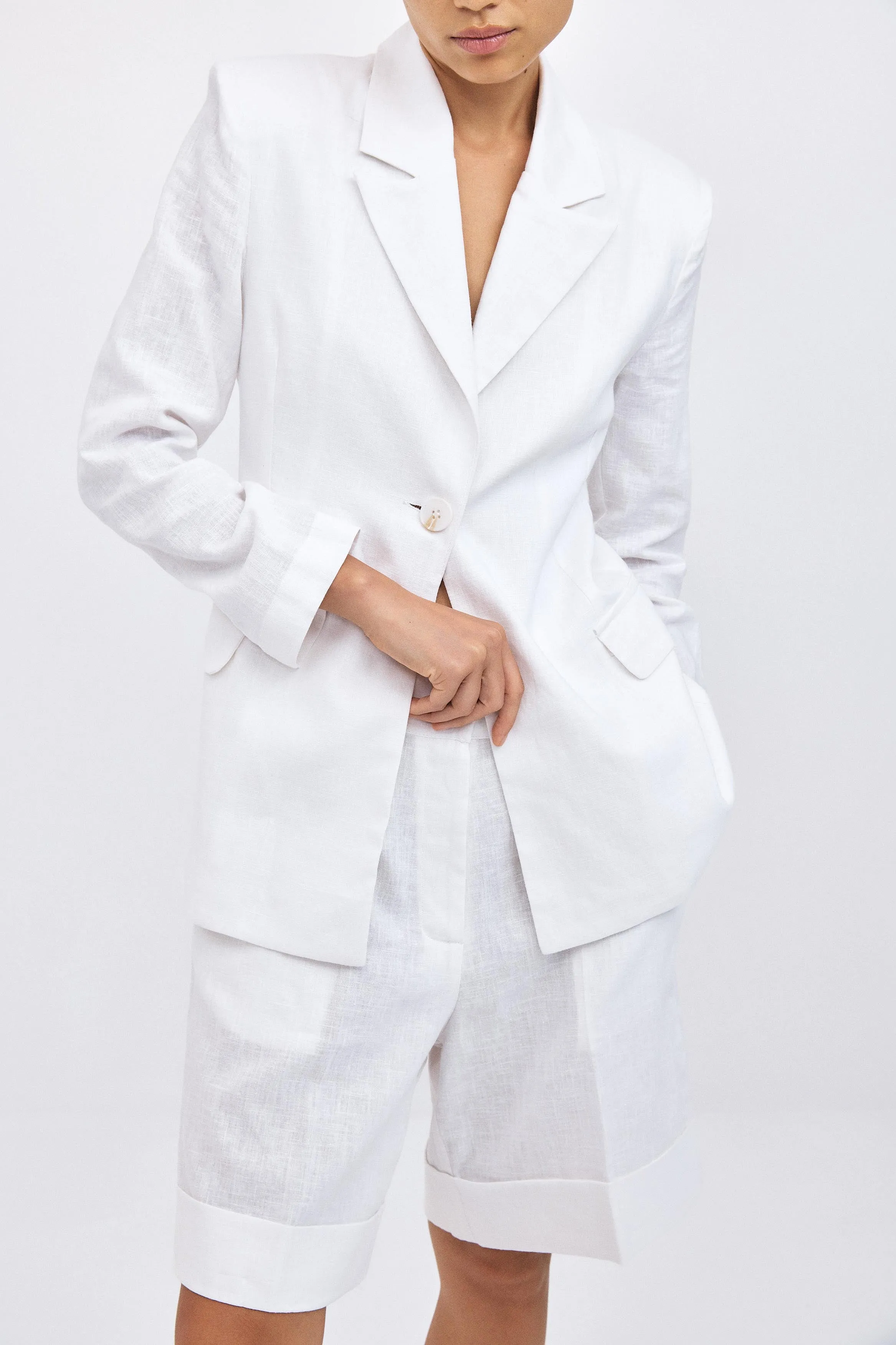 Tailored Linen Jacket - White