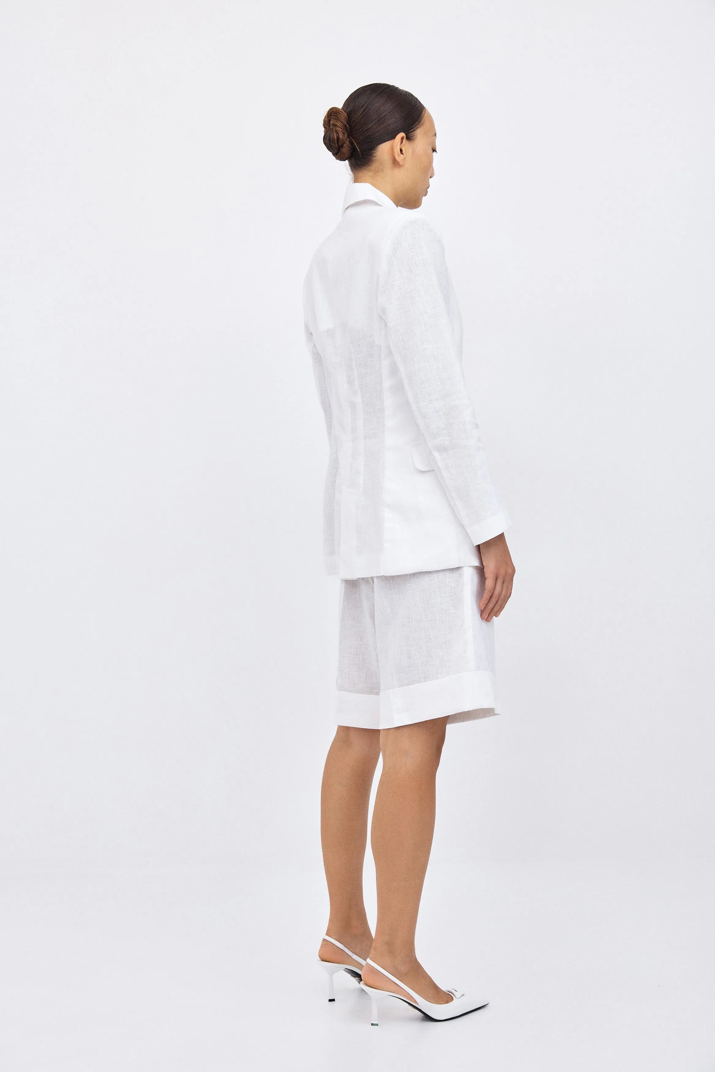 Tailored Linen Jacket - White
