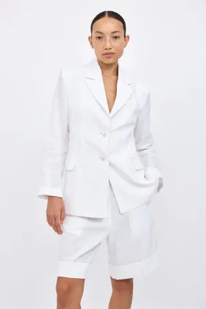 Tailored Linen Jacket - White