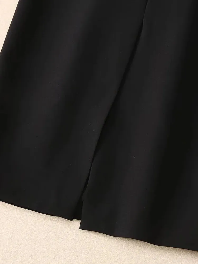 Tami V-Neck Embroidery Appliques Jacket   Slit Pencil Skirt Office Lady Two Piece Set