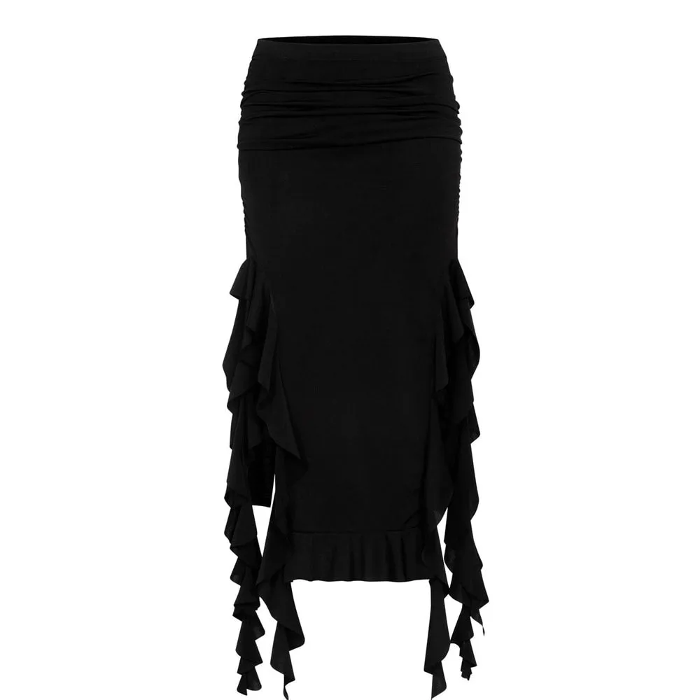 Tassel Ruffled High Waist Boho Skirt - multiple colors