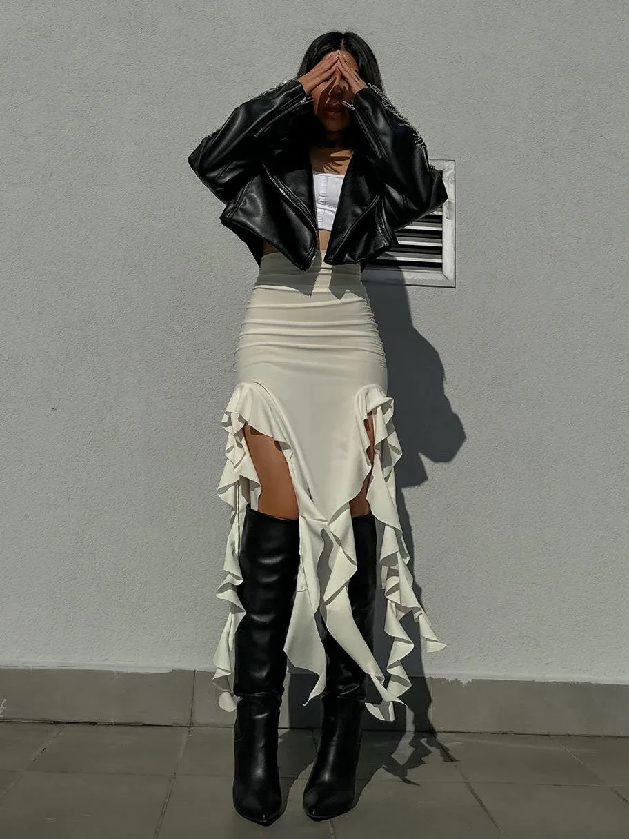 Tassel Ruffled High Waist Boho Skirt - multiple colors
