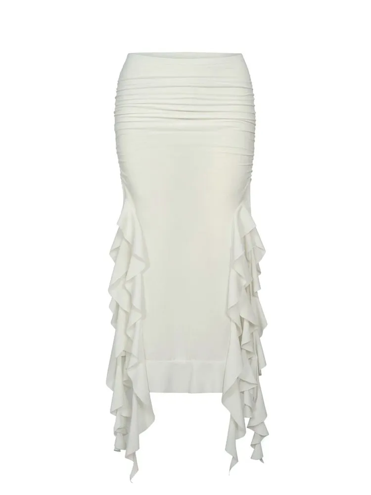 Tassel Ruffled High Waist Boho Skirt - multiple colors
