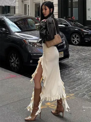 Tassel Ruffled High Waist Boho Skirt - multiple colors