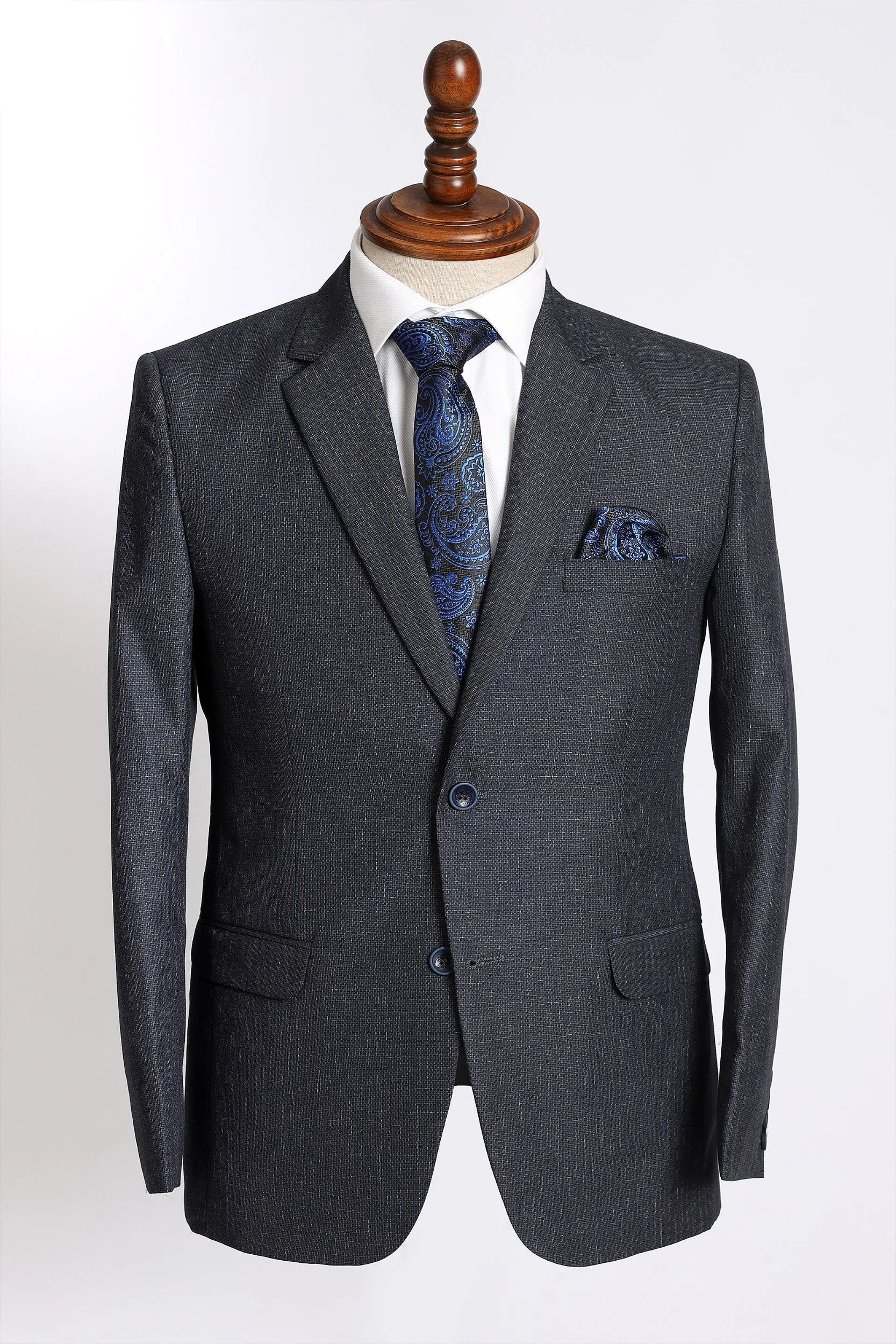 TEXTURED GRAY SLIM FIT 2-PCS SUIT
