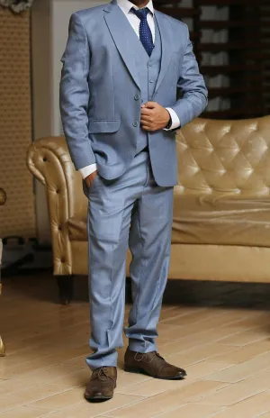Three-Piece Blue Suit for Men - Custom Made Bespoke Wedding Suit, Tailored Wedding Attire