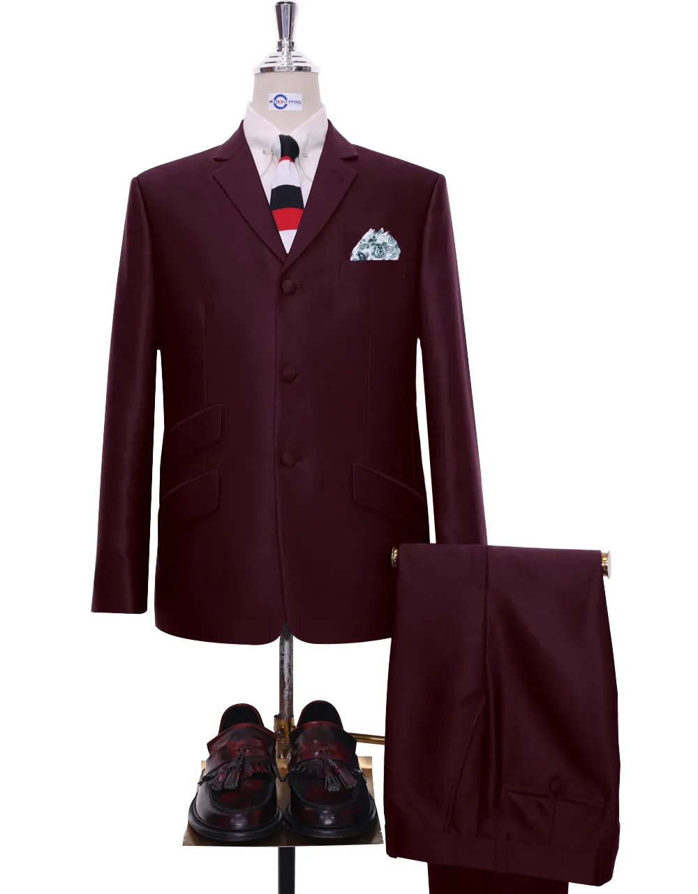 Tonic Suit | Mod Fashion Burgundy Tonic Suit