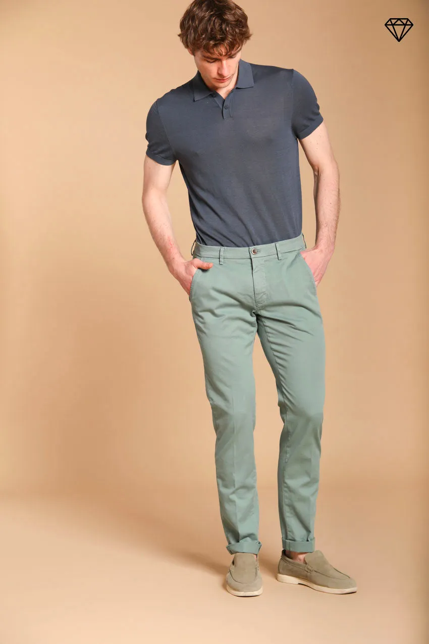 Torino men's chino pants in fine cotton and lyocell tricot slim fit  ①