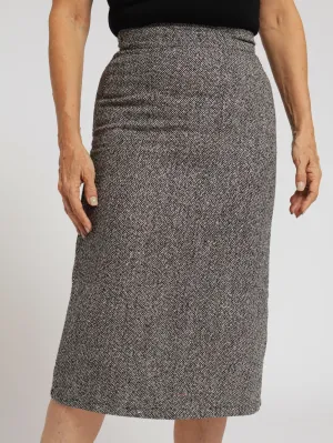 Tweed Pencil Skirt - Black