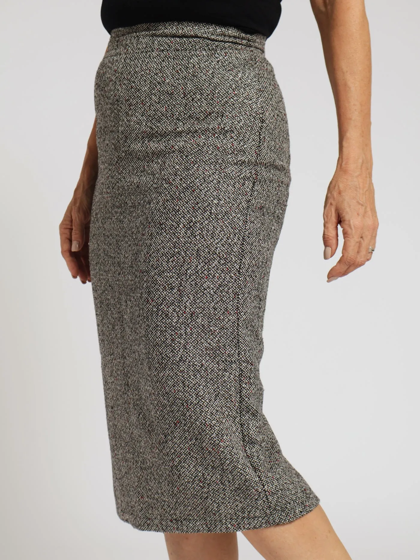 Tweed Pencil Skirt - Black