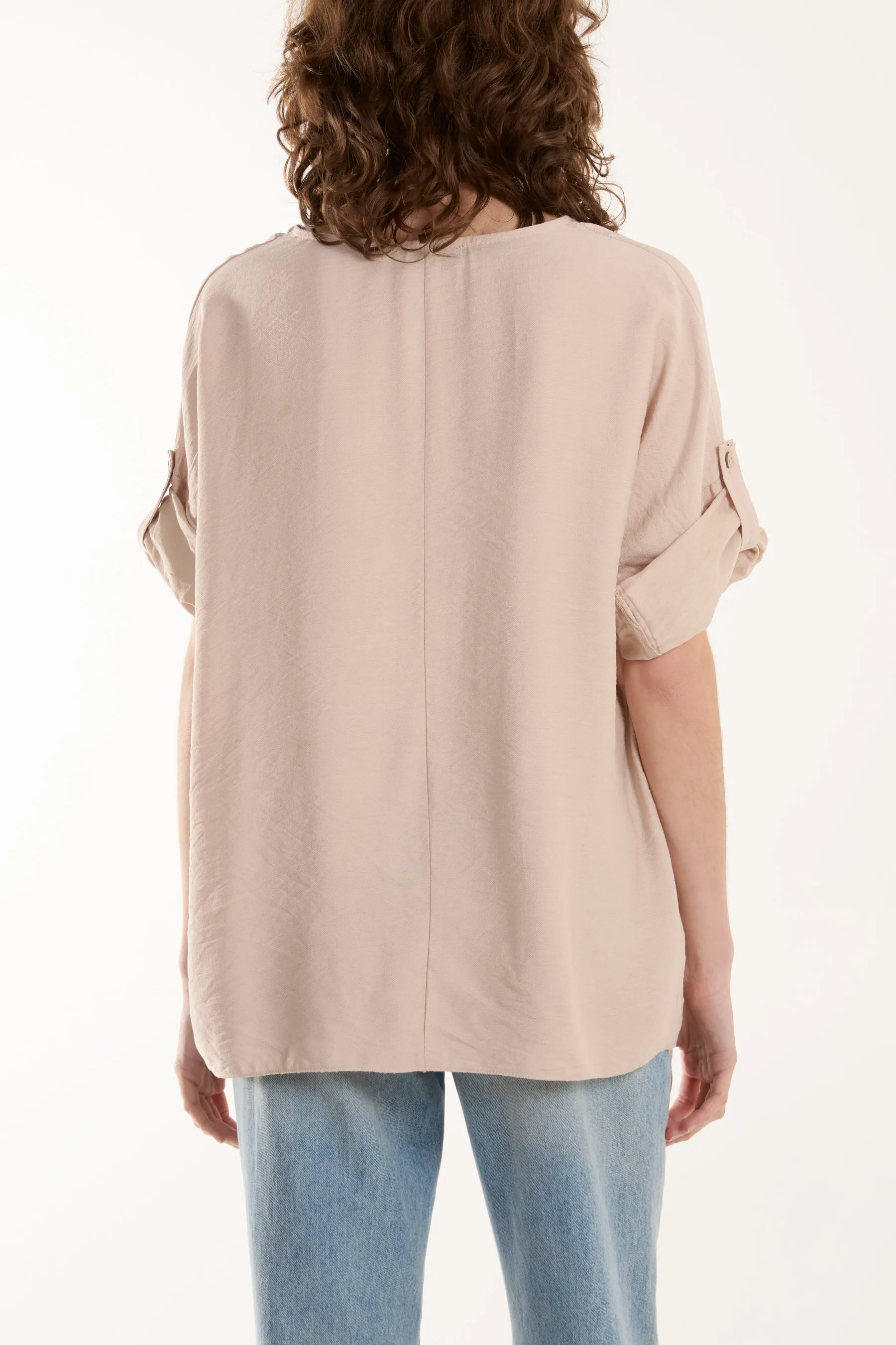 Two Button Front Knot Short Sleeve Top
