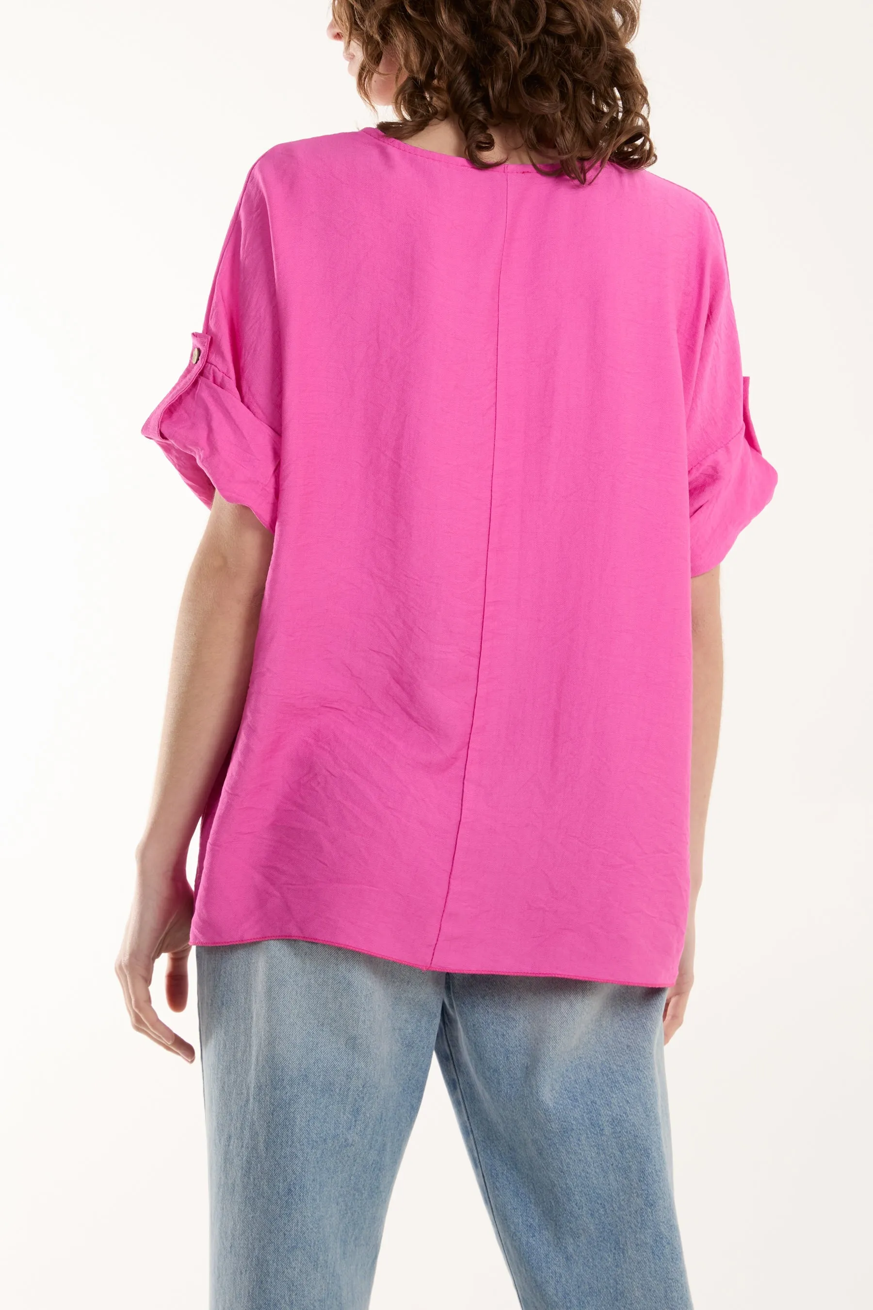 Two Button Front Knot Short Sleeve Top