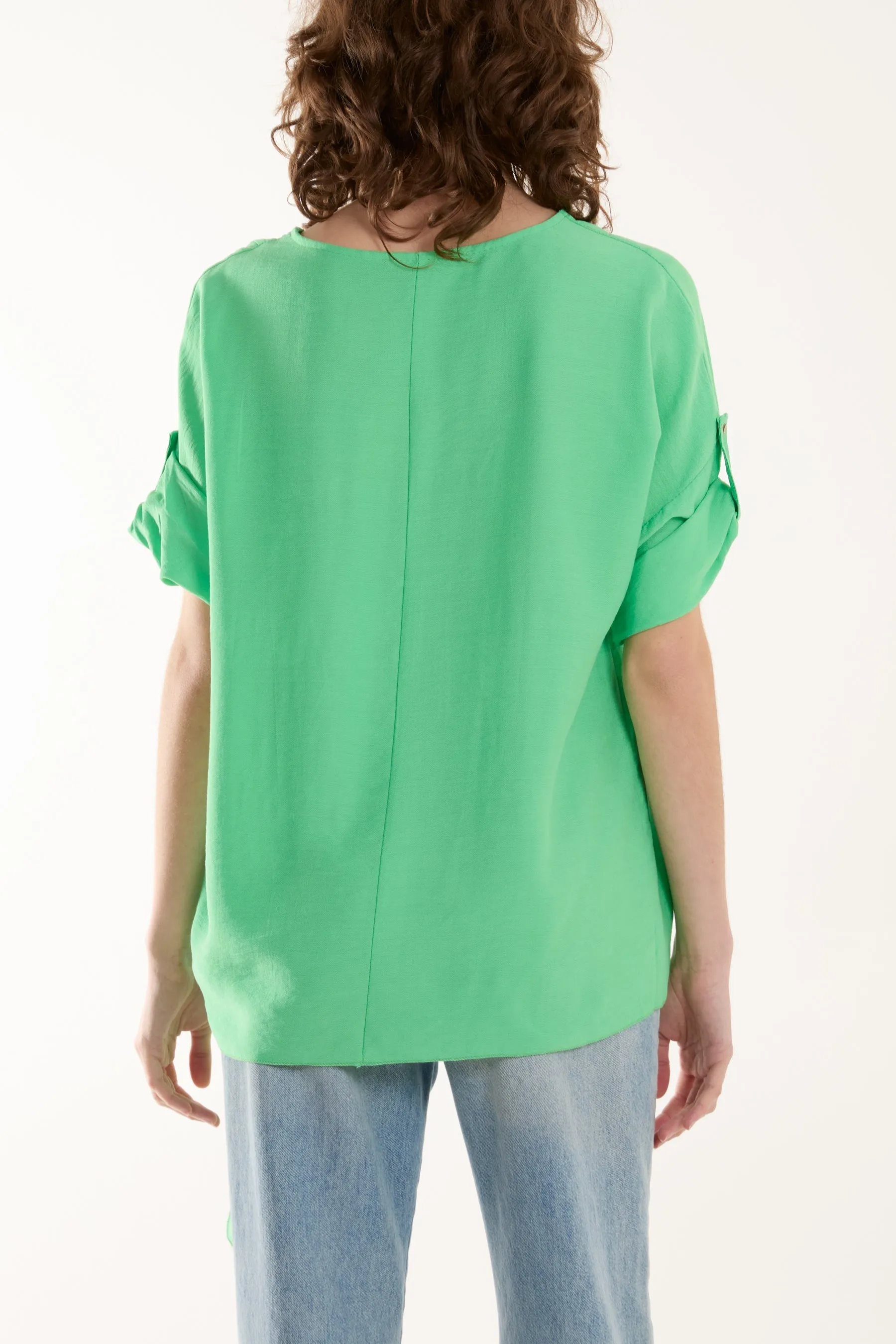 Two Button Front Knot Short Sleeve Top