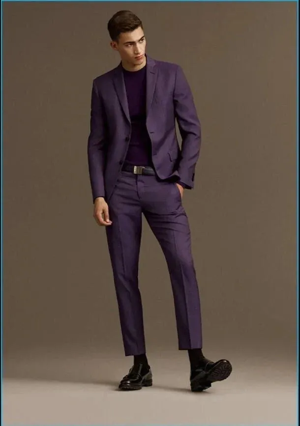 Two-Piece Purple Suit for Men - Stylish Attire for Weddings & Engagements