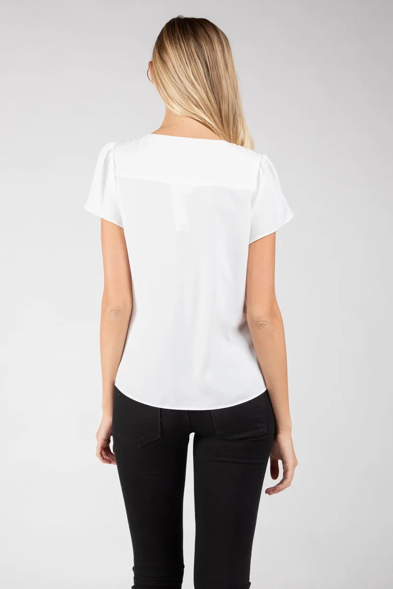 V Neck Button Front Blouse