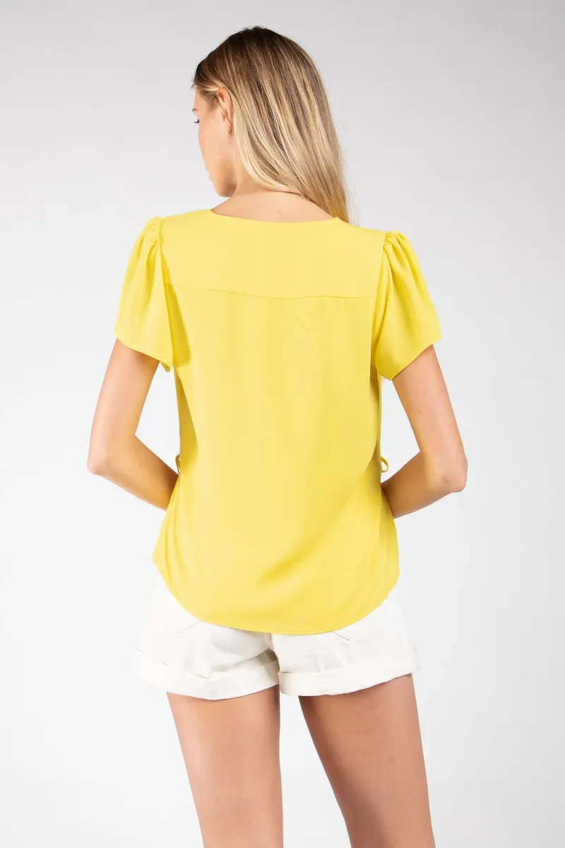 V Neck Button Front Blouse