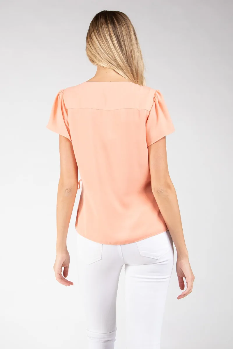 V Neck Button Front Blouse