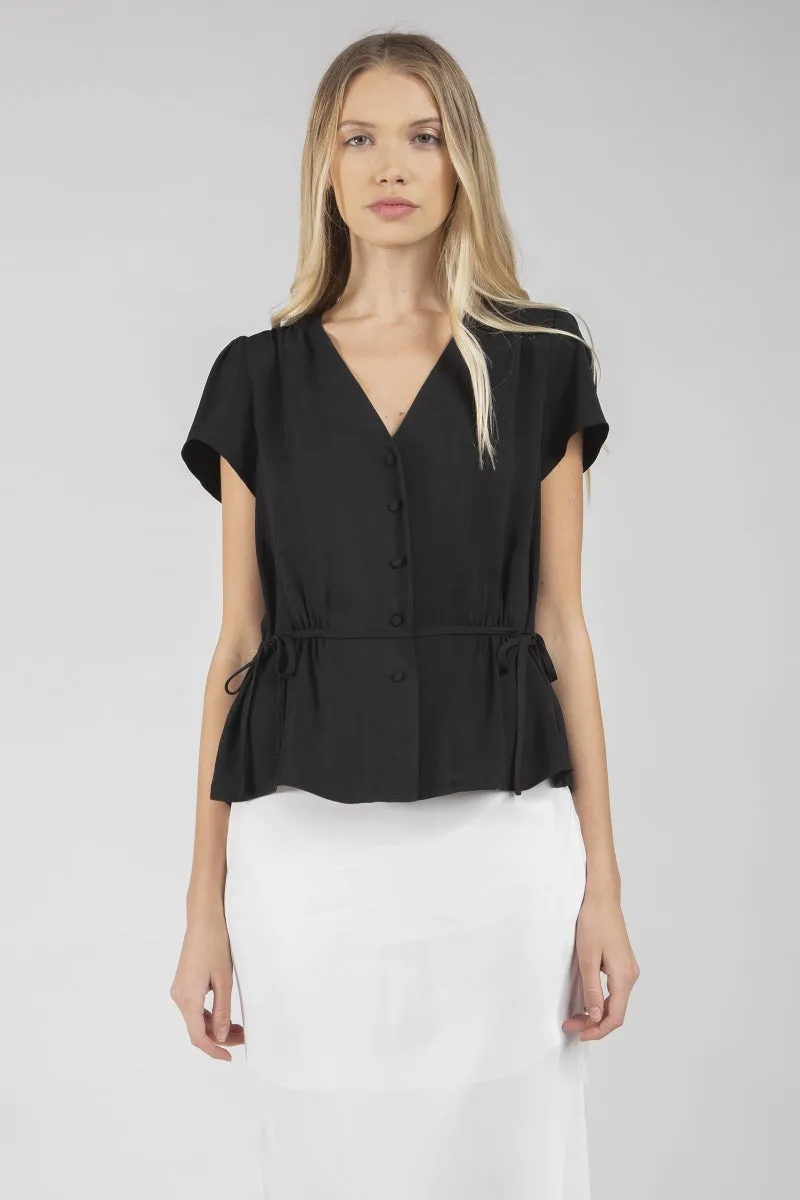V Neck Button Front Blouse
