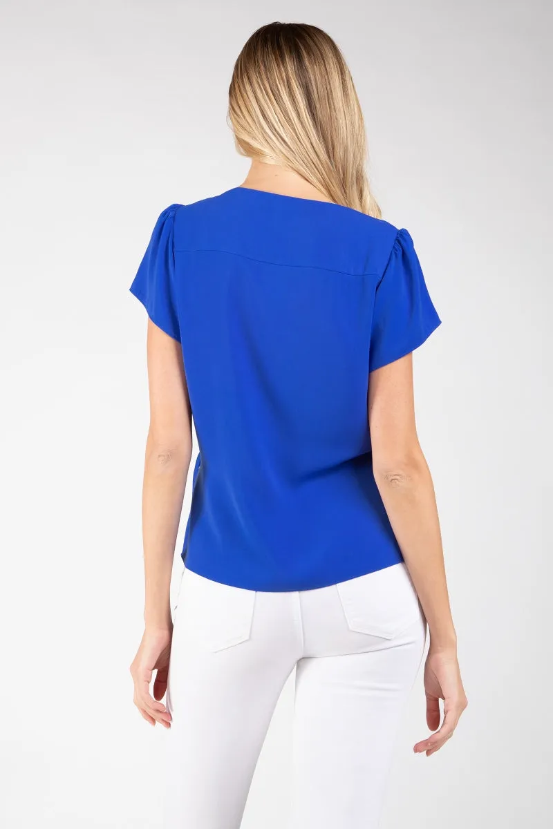 V Neck Button Front Blouse
