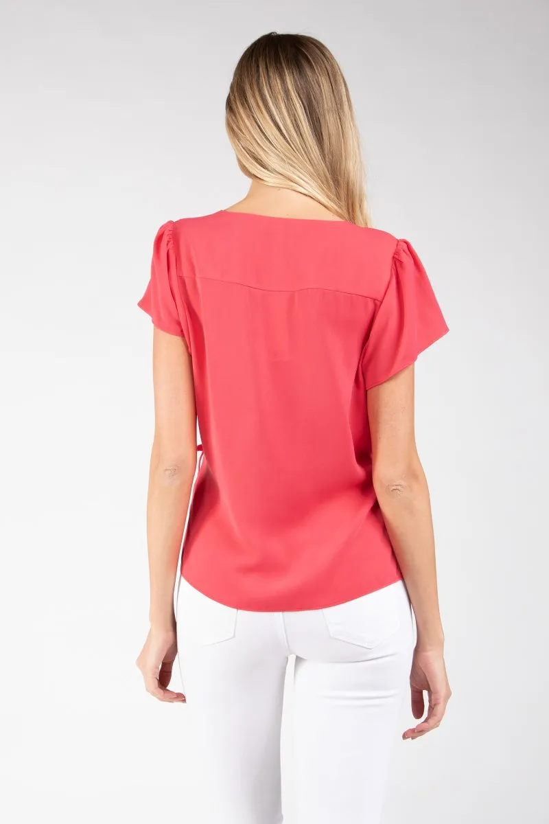V Neck Button Front Blouse