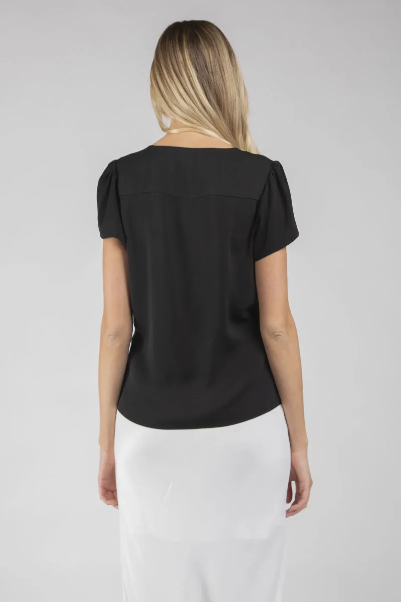 V Neck Button Front Blouse
