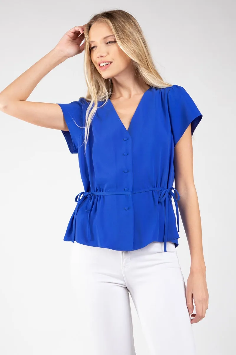 V Neck Button Front Blouse