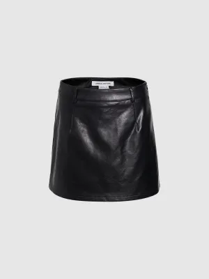 Vegan Leather Mini A-Line Skirt