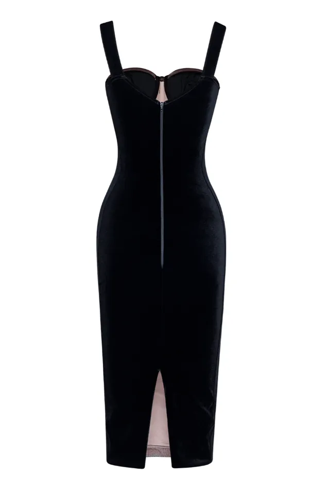 Velvet Soft Net Midi Dress