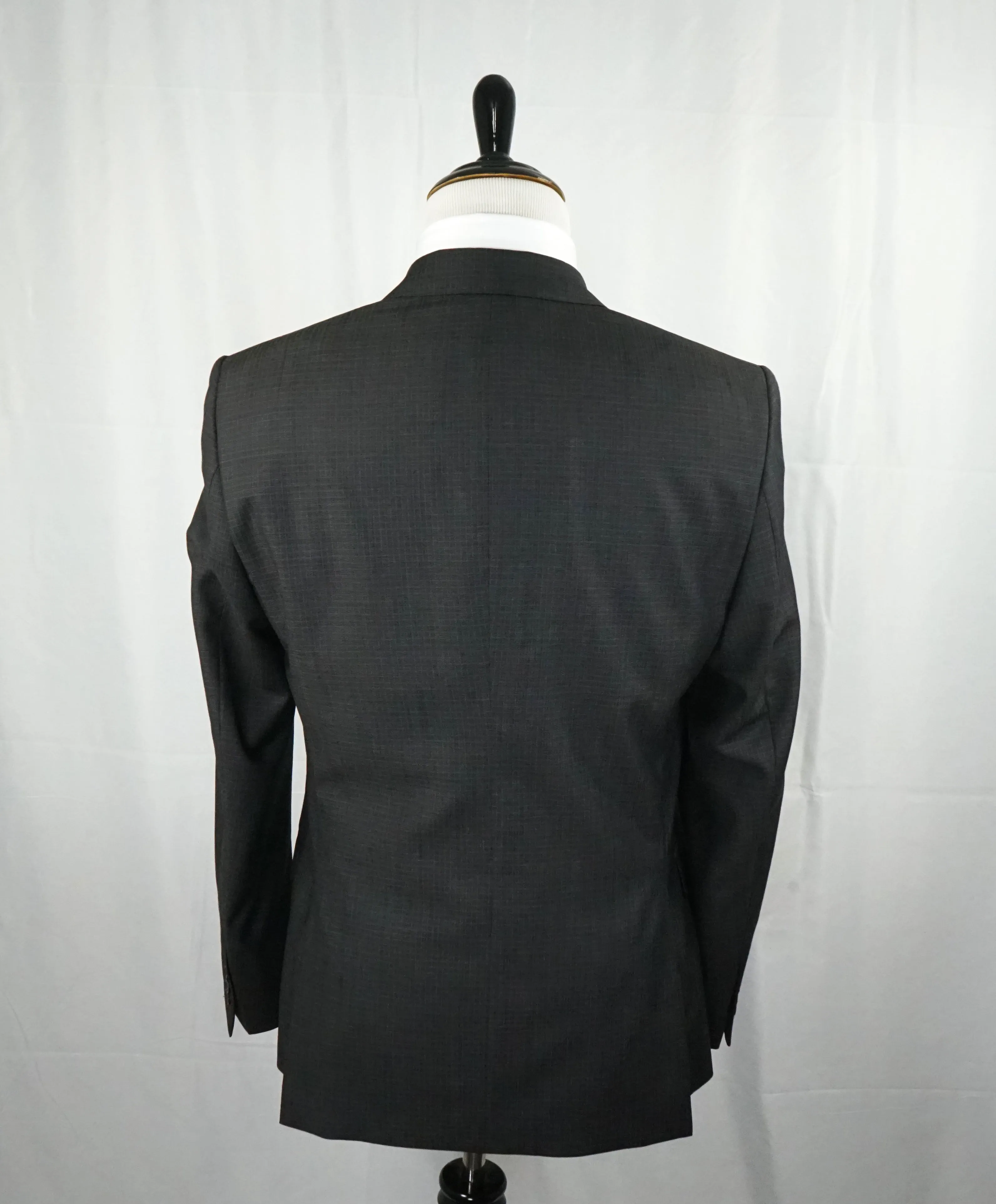 VERSACE COLLECTION - Notch Lapel Gray Micro Check Suit Engraved Buttons - 42R