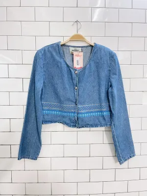 vintage 90s sketches cropped denim shirt