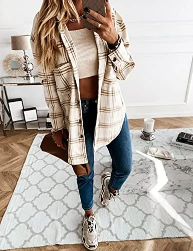 Vintage Plaid Button Down Coat