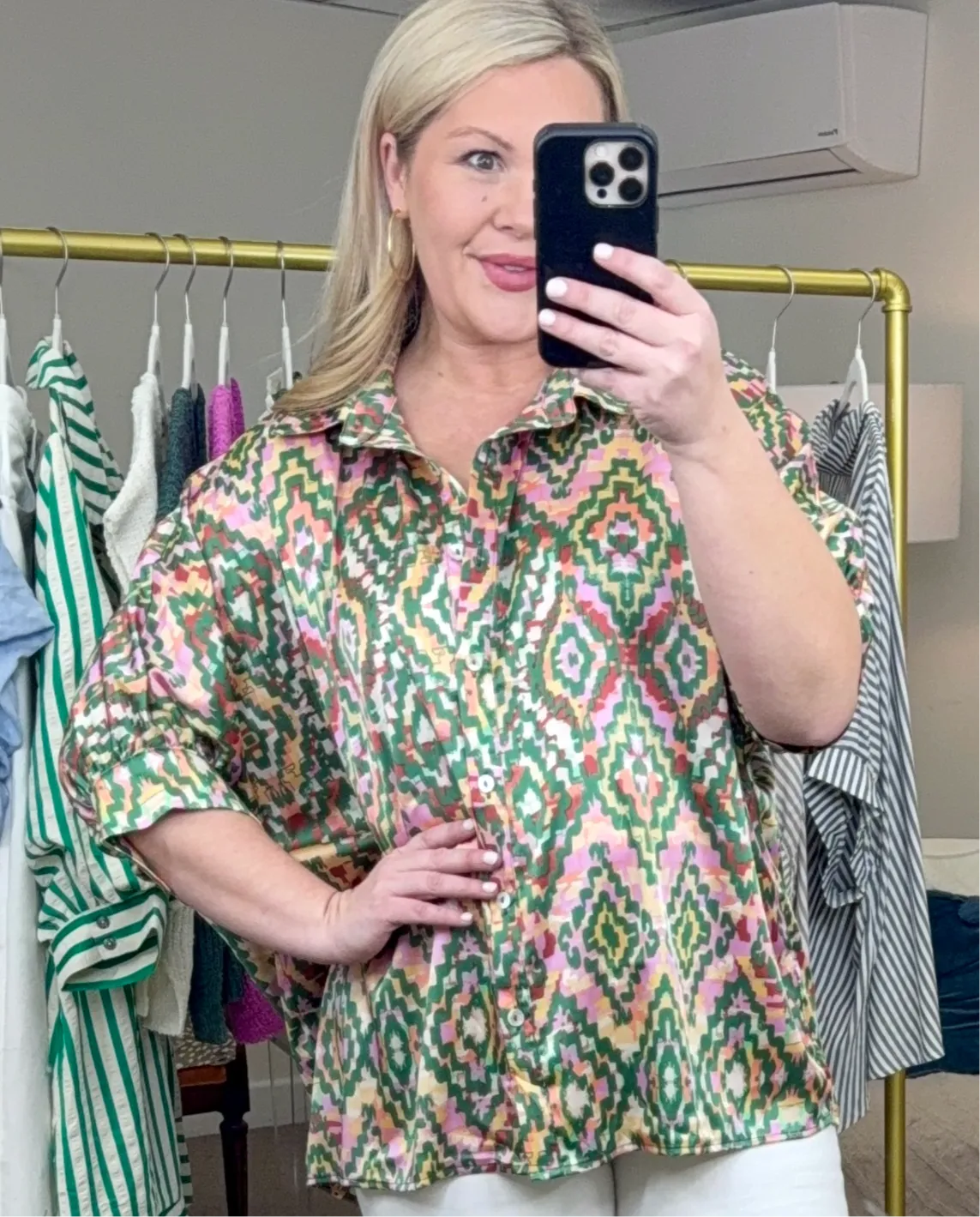 Walk In The Park Geometric Print Blouse