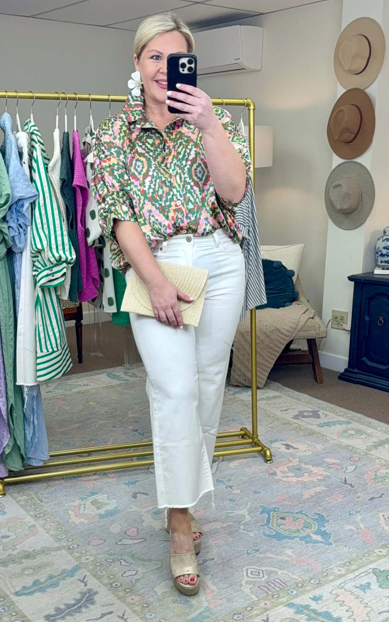 Walk In The Park Geometric Print Blouse