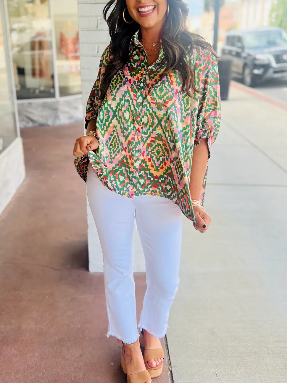 Walk In The Park Geometric Print Blouse