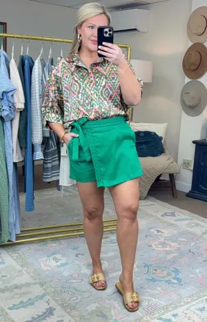 Walk In The Park Geometric Print Blouse