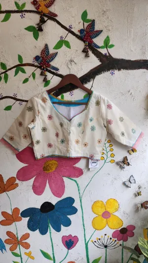 White Cotton Embroidered Blouse