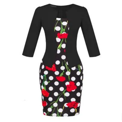 Women Fashion Autumn Spring Style Faux Two Piece Elegant Plaid Long Sleeve Pencil Dresses Office Wear Work Outfits S122