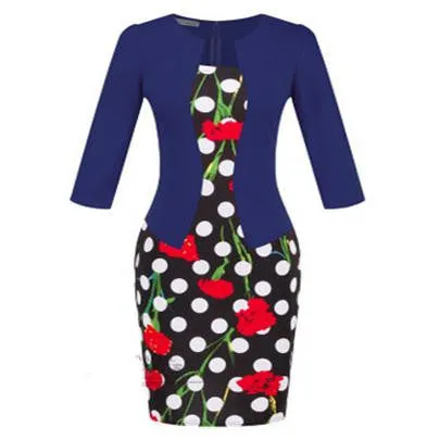 Women Fashion Autumn Spring Style Faux Two Piece Elegant Plaid Long Sleeve Pencil Dresses Office Wear Work Outfits S122