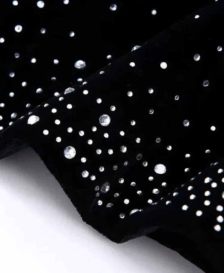 Women Fashion Hem Shinning Sequined Velvet Mini Skirt Female Chic Side Zipper Pencil