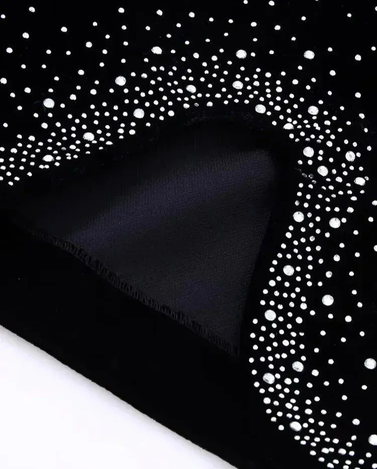 Women Fashion Hem Shinning Sequined Velvet Mini Skirt Female Chic Side Zipper Pencil